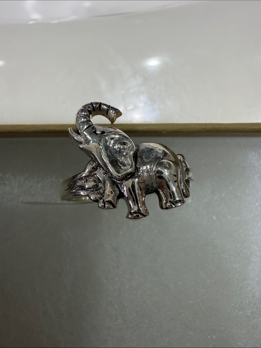 Sterling Silver Elephant Ring - Women's Animal Charm Ring